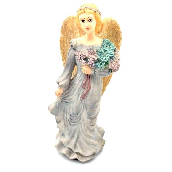 Angel Figure Holding Flower Bouquet by Abbey Press Religious Figurine Artistic - Picture 1 of 13